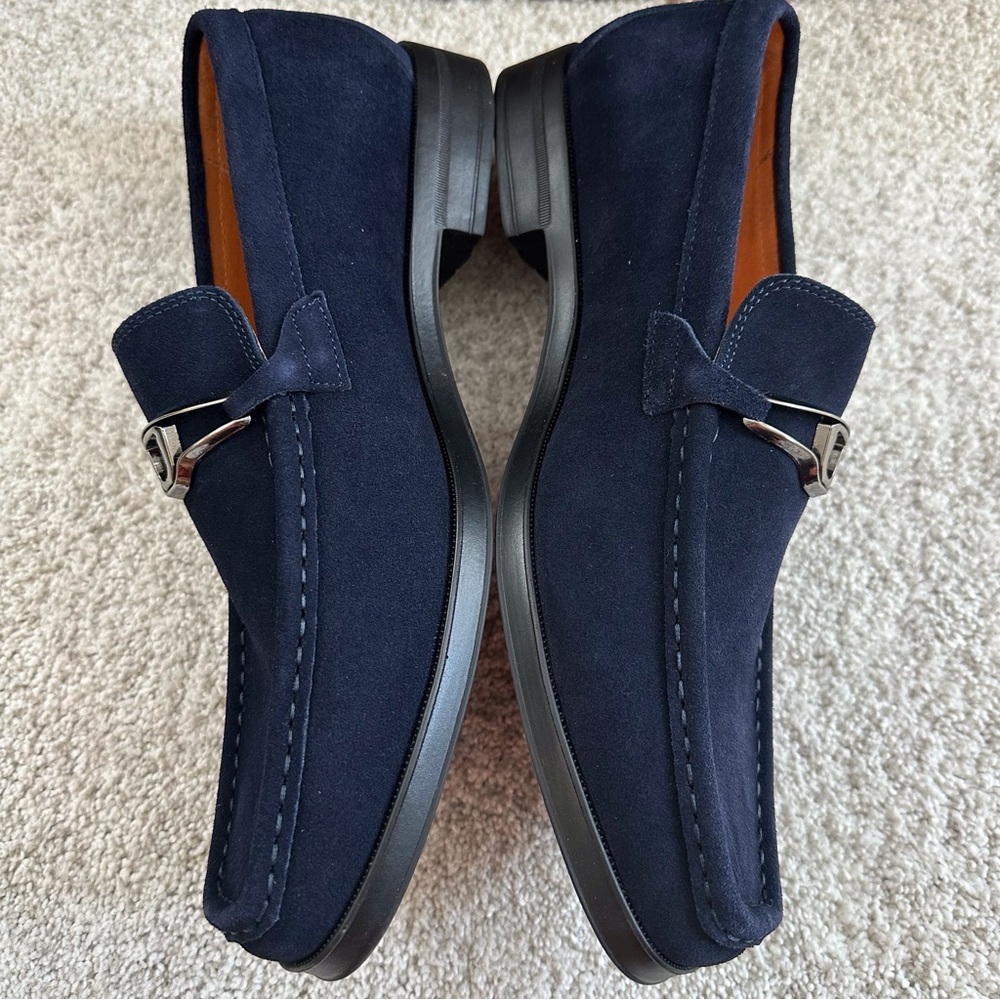 Stacy Adams Palladian Navy Blue Suede Leather Moc Toe Slip On Loafer - Picture 6 of 12